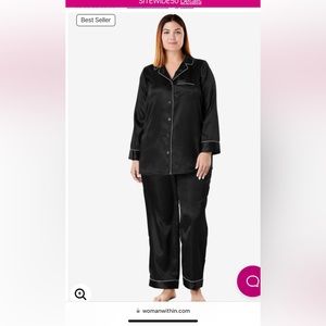 Woman Within Black Silk Pajama Set Size 26/28